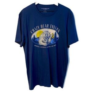 LUCKY BRAND Crazy Bear Tavern Graphic T-Shirt Men’s Large Blue Crew Neck.